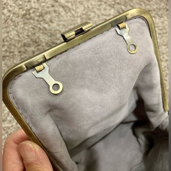 Handsewn Genuine Pebble Leather Push Lock Purse/Clip Pouch/Phone Case/Crossbody - Picture 14 of 14